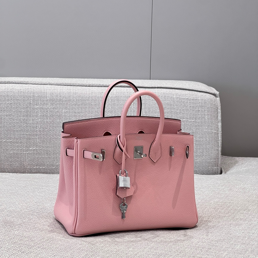 에르메스 Hermes Brikin 25cm Togo 3Q Rose Sakura/silver
