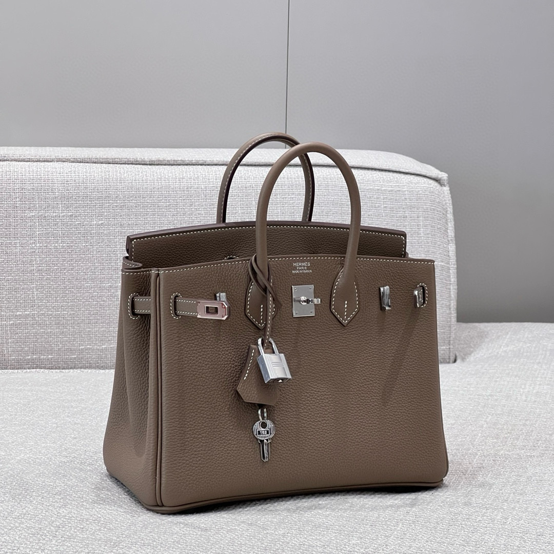 에르메스 Hermes Brikin 25cm Togo 18 Etoupe/silver