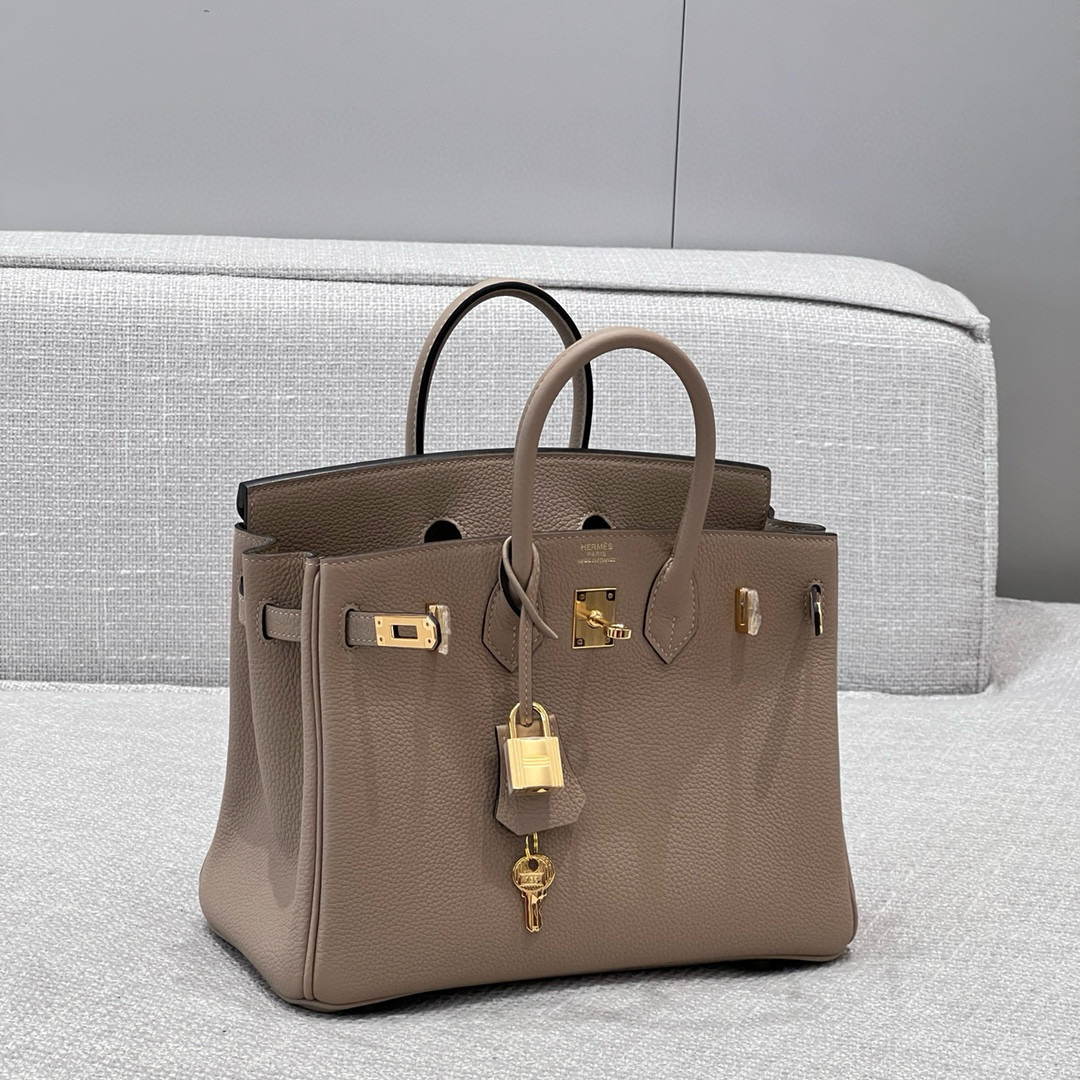 에르메스 Hermes Brikin 25cm Togo S2 Trench/gold