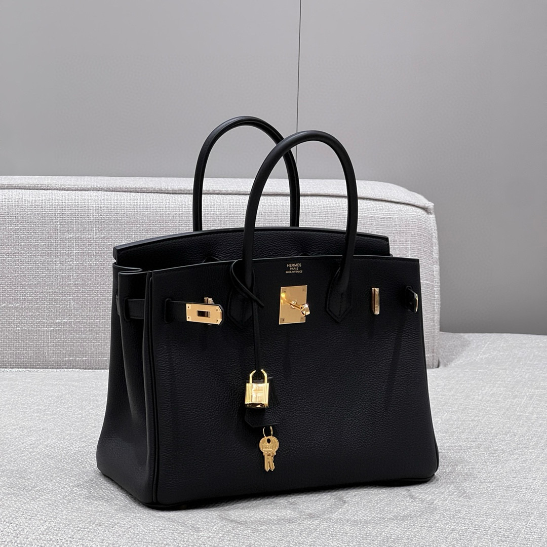 에르메스 Hermes Brikin 30cm Togo 89 Noir/gold