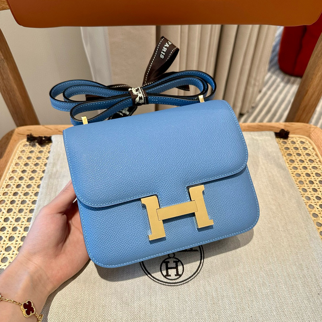 에르메스 Hermes Constance 19cm Epsom 2T Blue Paradis/gold