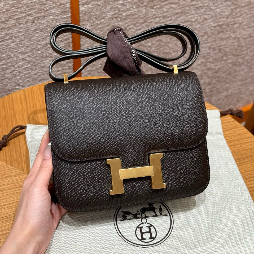 에르메스 Hermes Constance 19cm Epsom 46 Ebene/gold