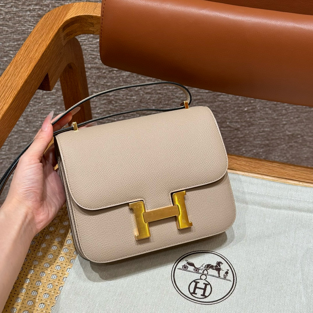 에르메스 Hermes Constance 19cm Epsom 81 Gris tourtelle/gold