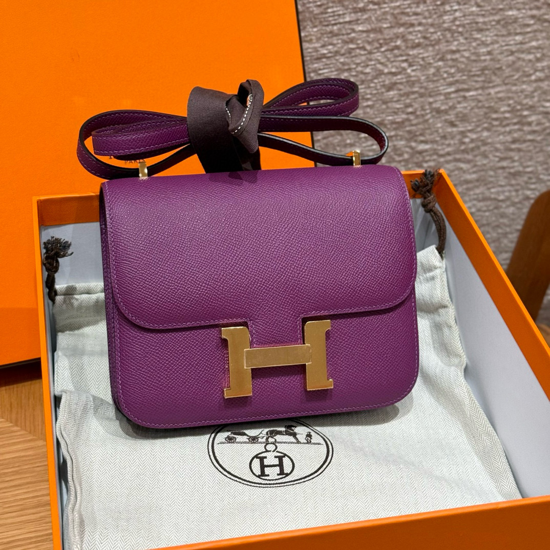 에르메스 Hermes Constance 19cm Epsom P9 Anemone/gold