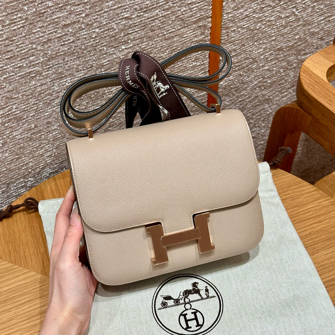 에르메스 Hermes Constance 19cm Epsom S2 Trench/Rose gold