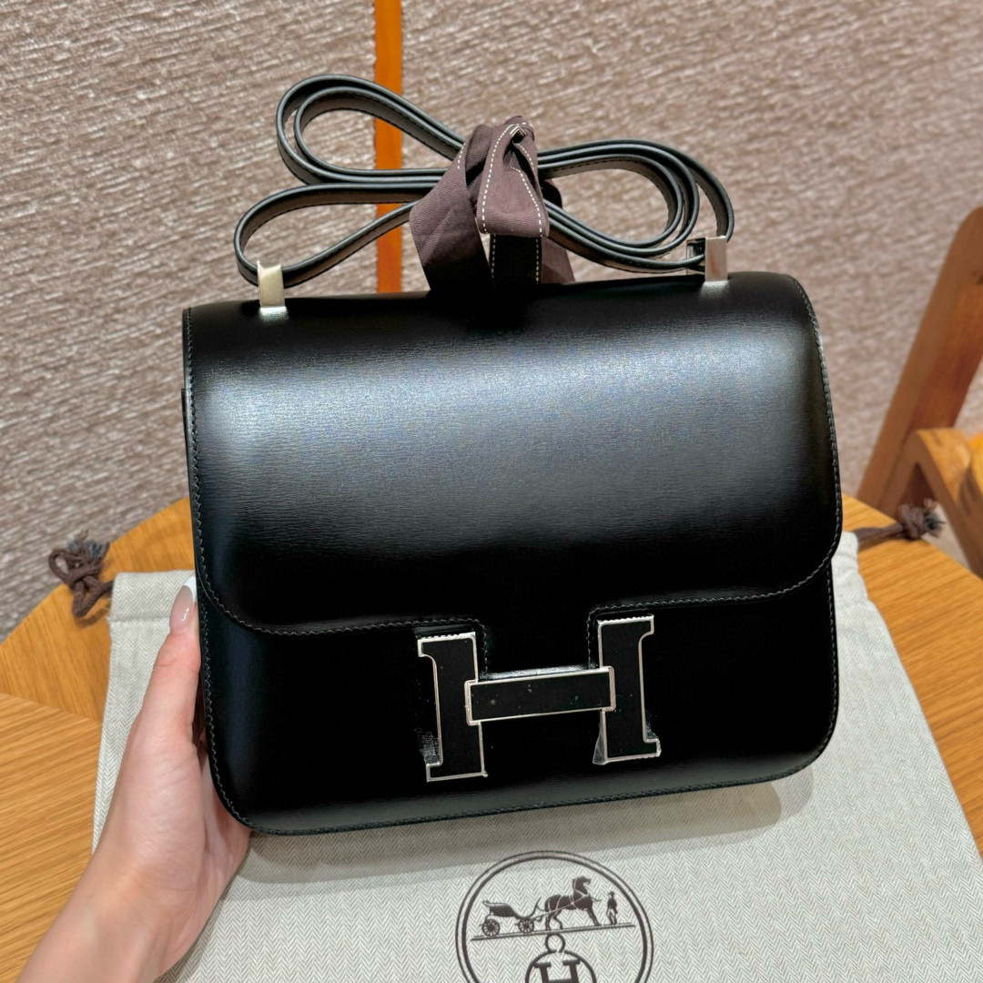 에르메스 Hermes Constance 24cm Box ck89 Noir/silver