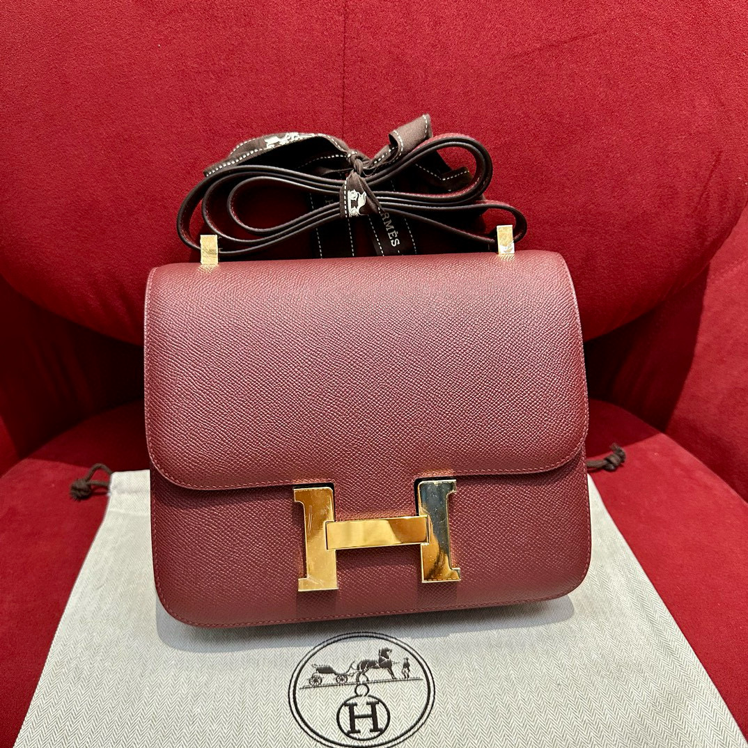 에르메스 Hermes Constance 24cm Epsom 57 Bordeaux/gold