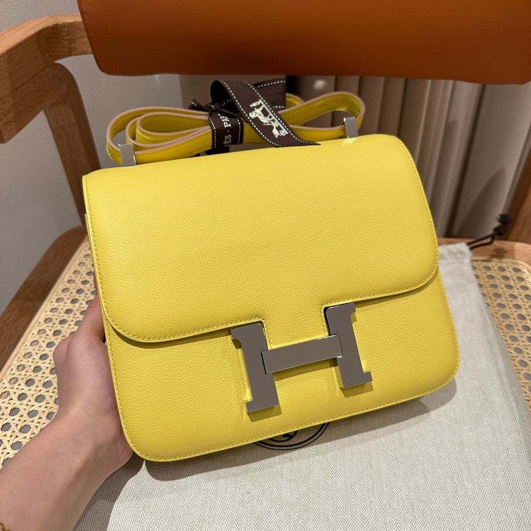 에르메스 Hermes Constance 24cm Evercolor 9R Lime/silver