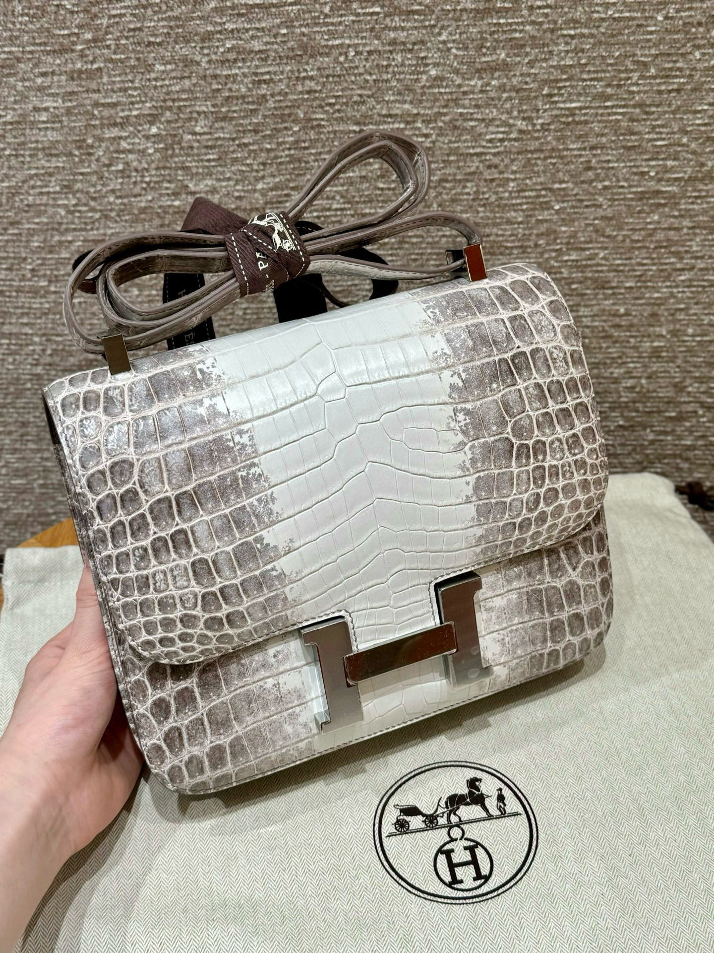 에르메스 Hermes Constance 24cm Niloticus Himalaya/silver