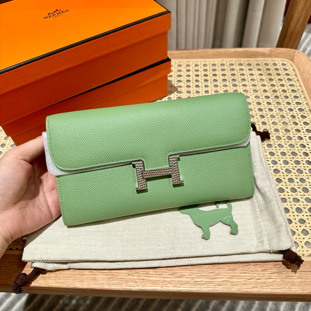 에르메스 Hermes Constance to go 20cm Epsom 3i Vert Criquet/Lizard silver
