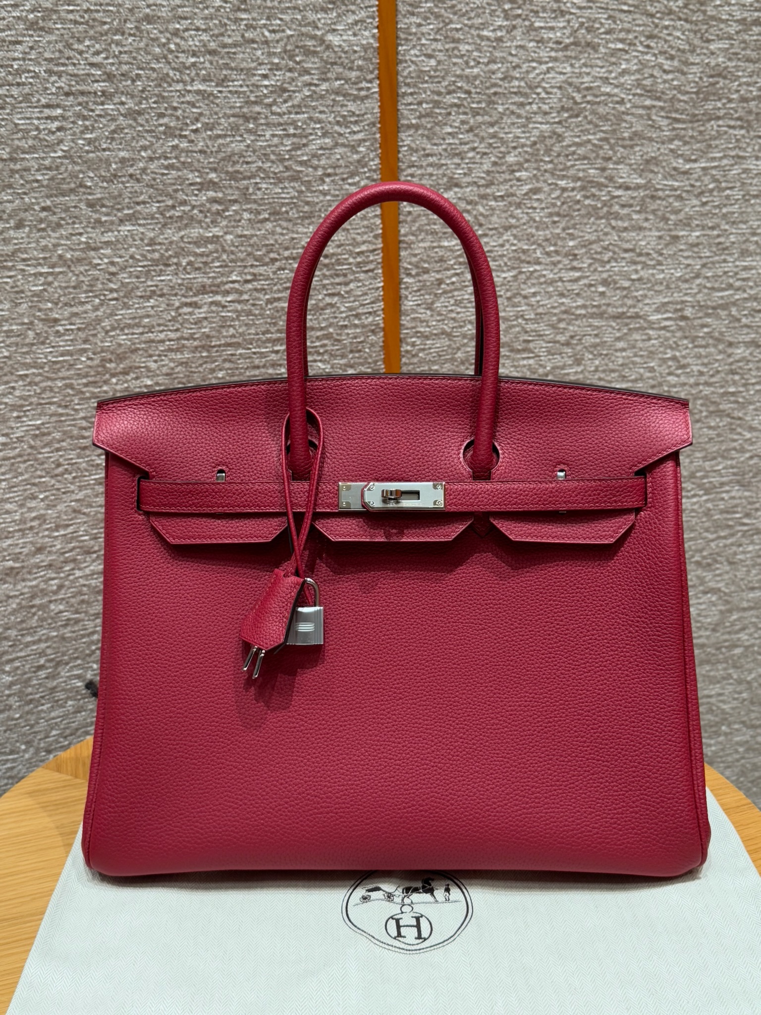 에르메스 Hermes Birkin 35cm Togo K1 Rouge grenat/silver