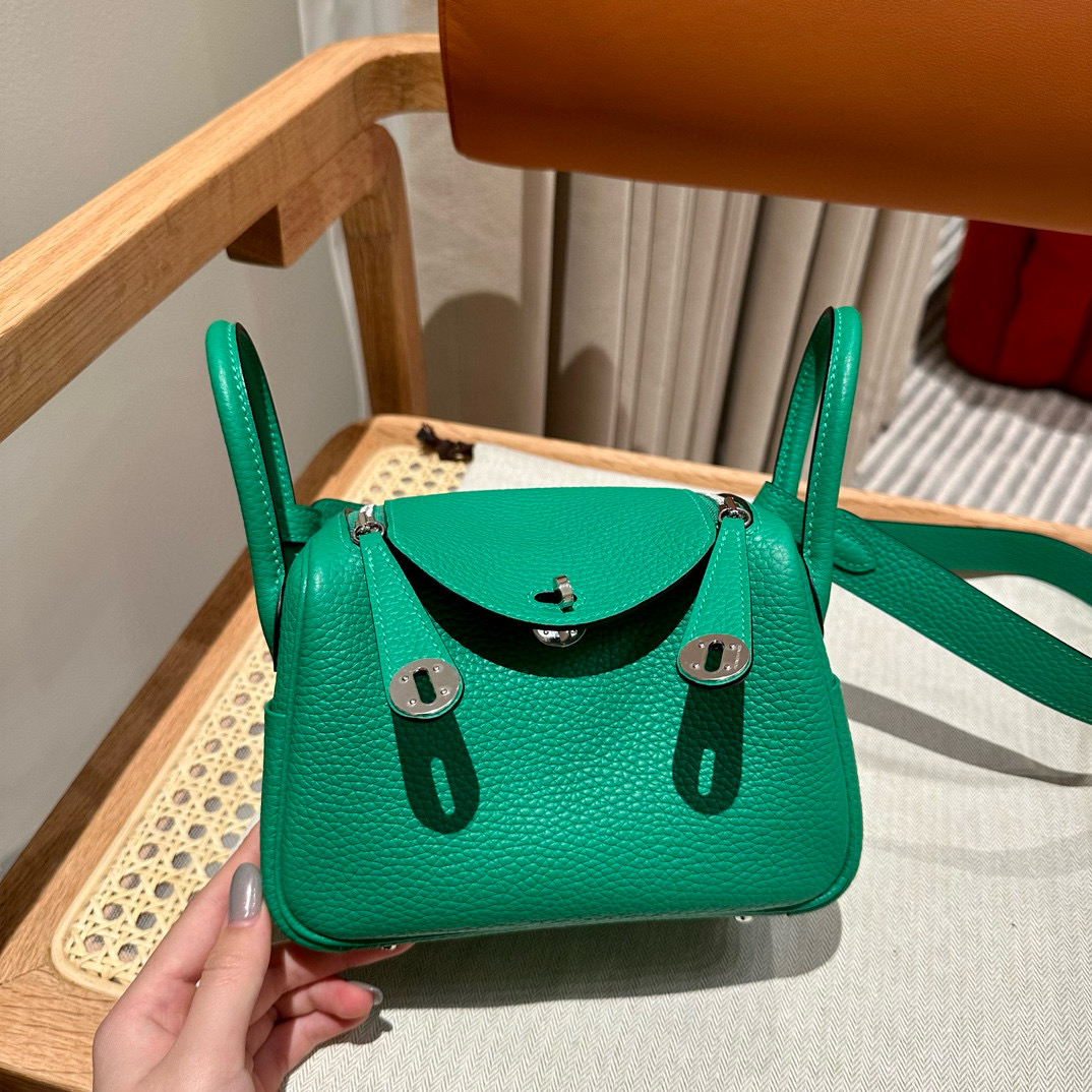 에르메스 Hermes Mini Lindy 19cm Clemence 6W Menthe/silver