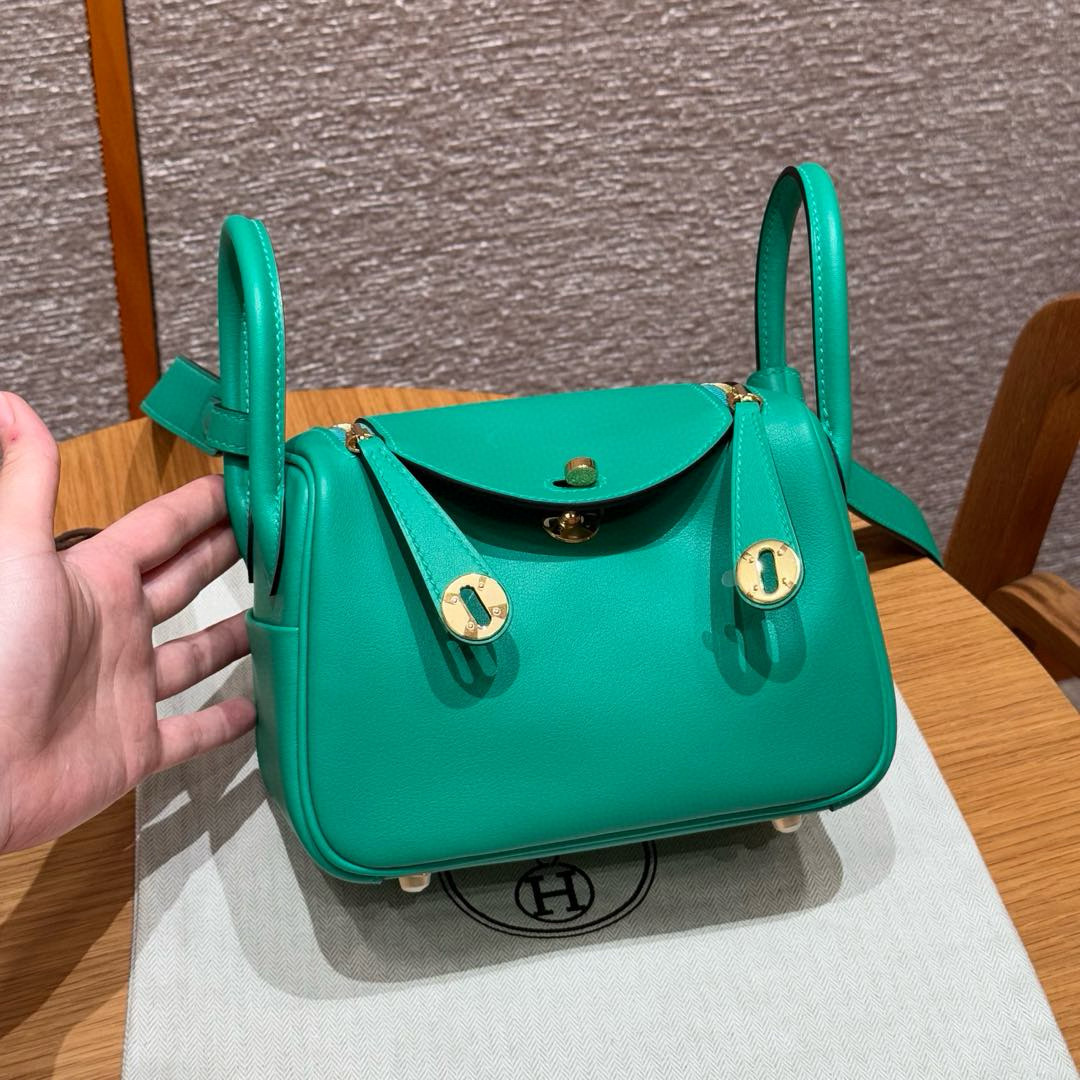에르메스 Hermes Mini Lindy 19cm Swift 6W Menthe/gold