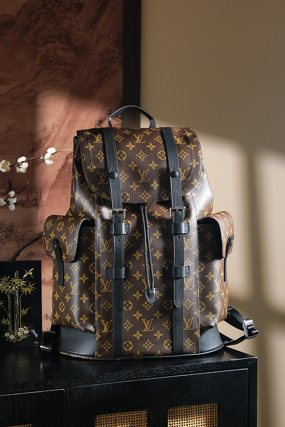 【GR】루이비통 Louis Vuitton M43735 Christopher MM Backpack Monogram Macassar Canvas