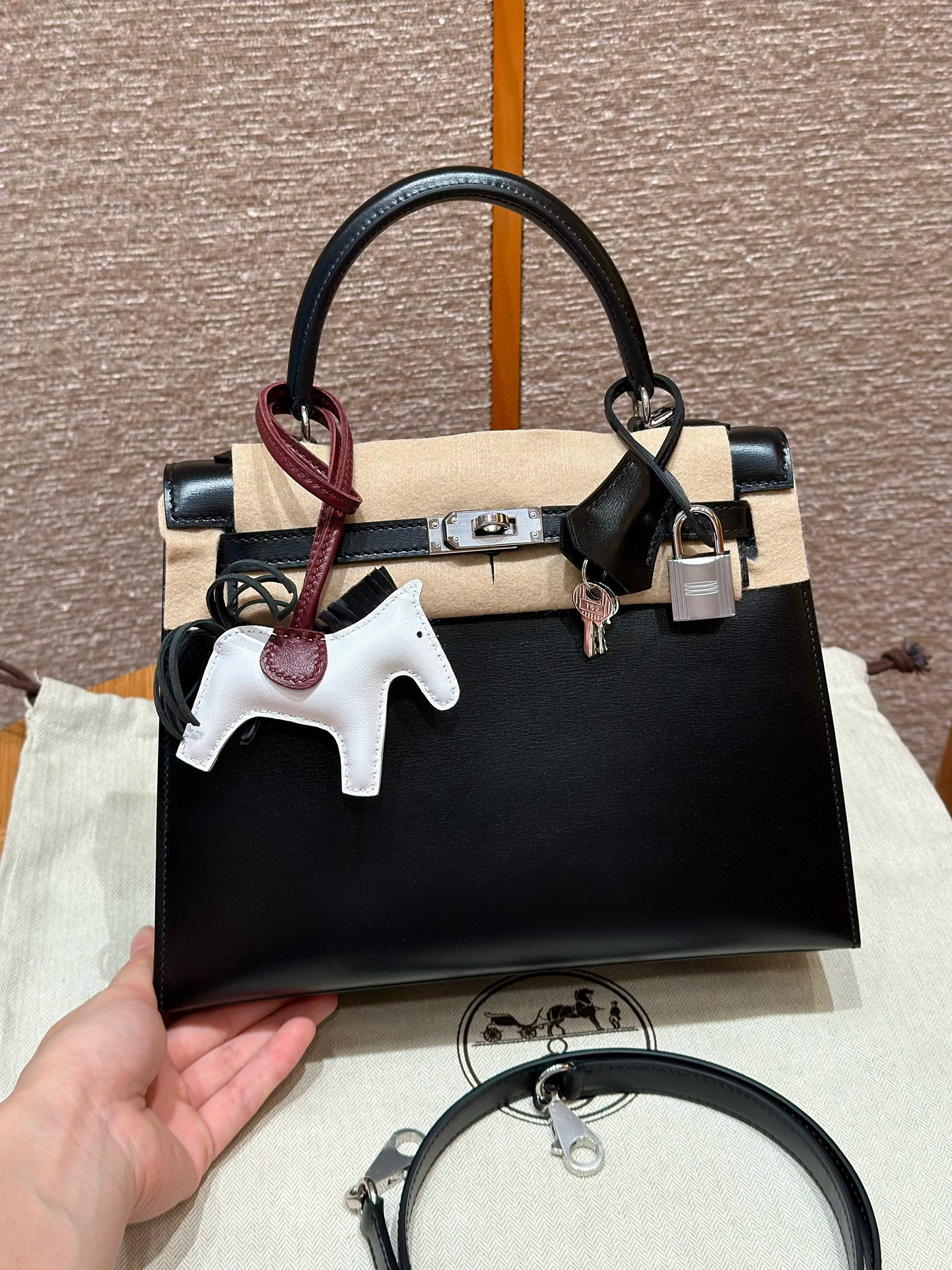 에르메스 Hermes Kelly 25cm Box 89 Noir/silver