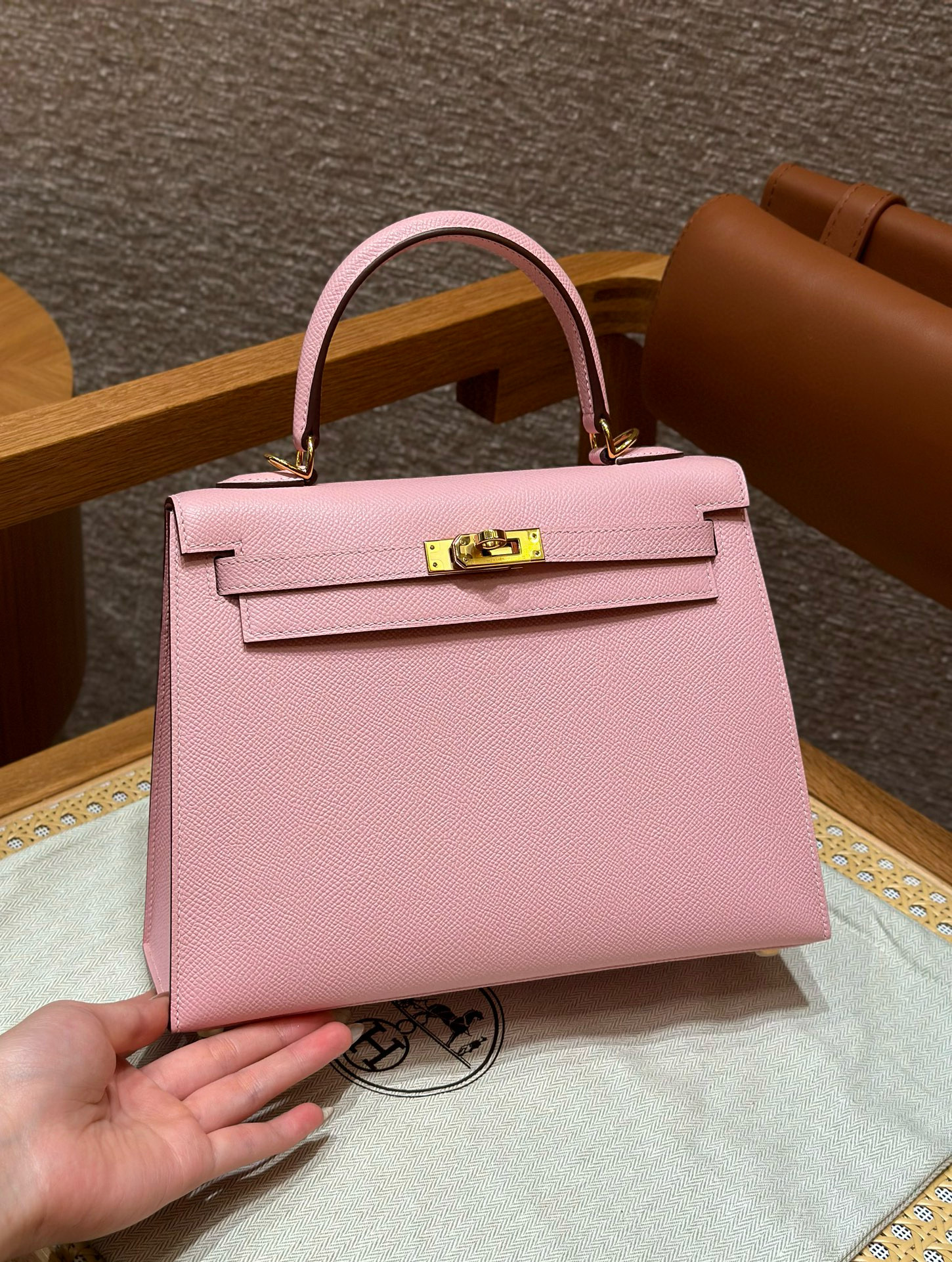 에르메스 Hermes Kelly 25cm Epsom 3Q Rose Sakure/gold