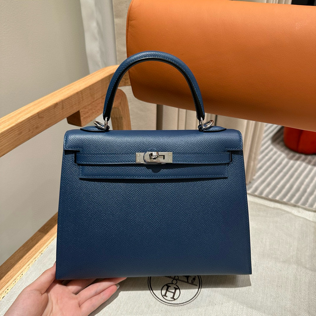 에르메스 Hermes Kelly 25cm Epsom S4 Deep blue/silver