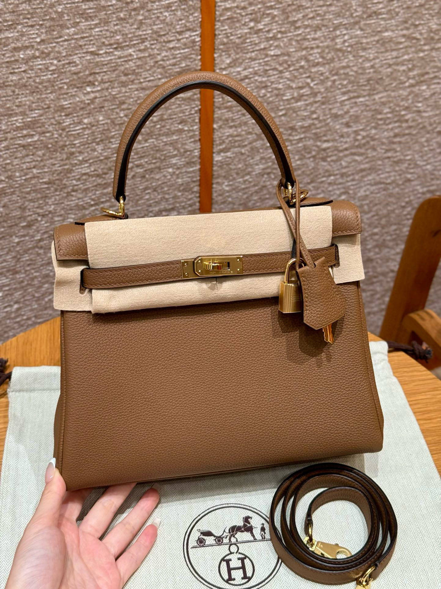 에르메스 Hermes Kelly 25cm Togo 3G Alezan/gold