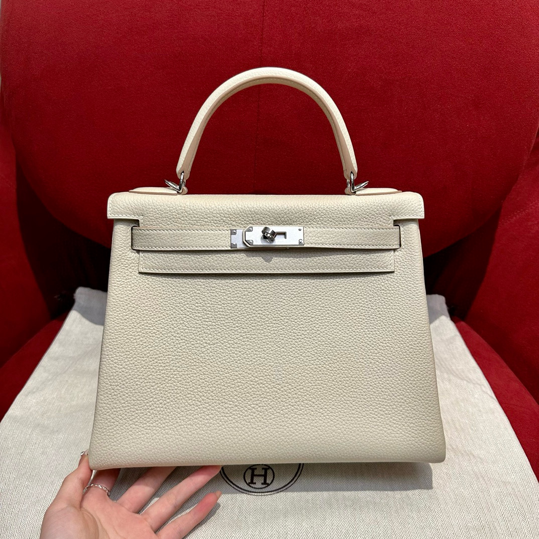 에르메스 Hermes Kelly 25cm Togo 10 Craie/silver