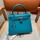 에르메스 Hermes Kelly 25cm Matte Alligator 7F Blue paon/gold