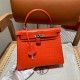 에르메스 Hermes Kelly 25cm Matte Alligator 93 Orange/silver