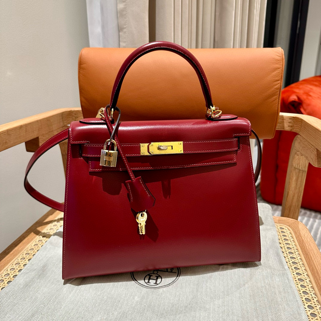 에르메스 Hermes Kelly 28cm Box 55 Rouge H/gold