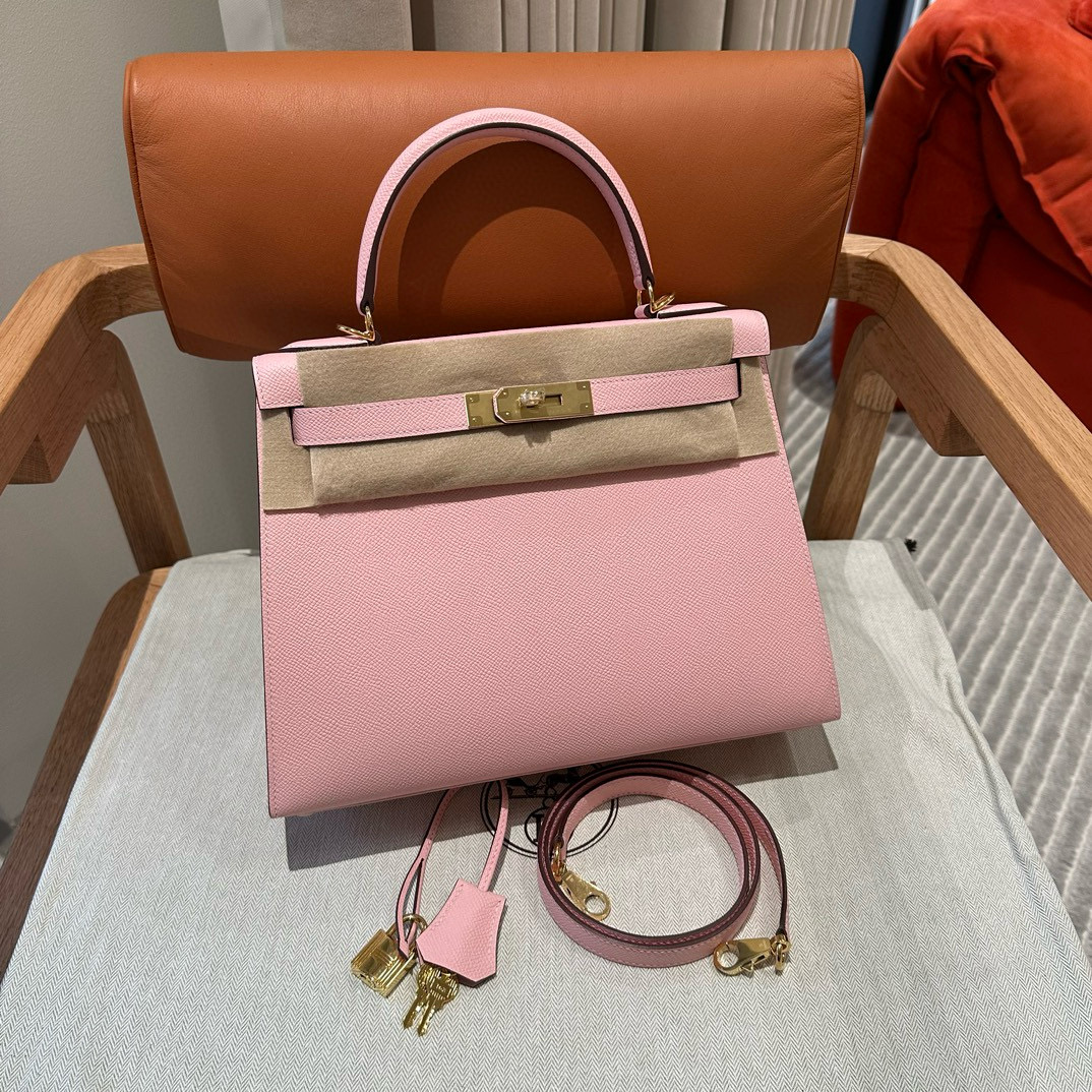 에르메스 Hermes Kelly 28cm Epsom 3Q Rose Sakura/gold