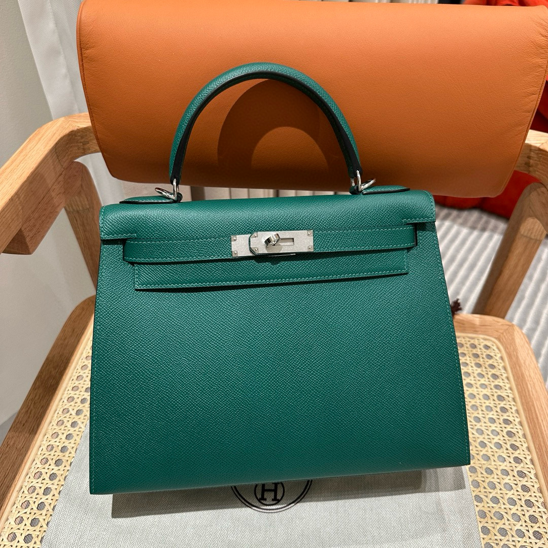 에르메스 Hermes Kelly 28cm Epsom 7F Malacgite/silver