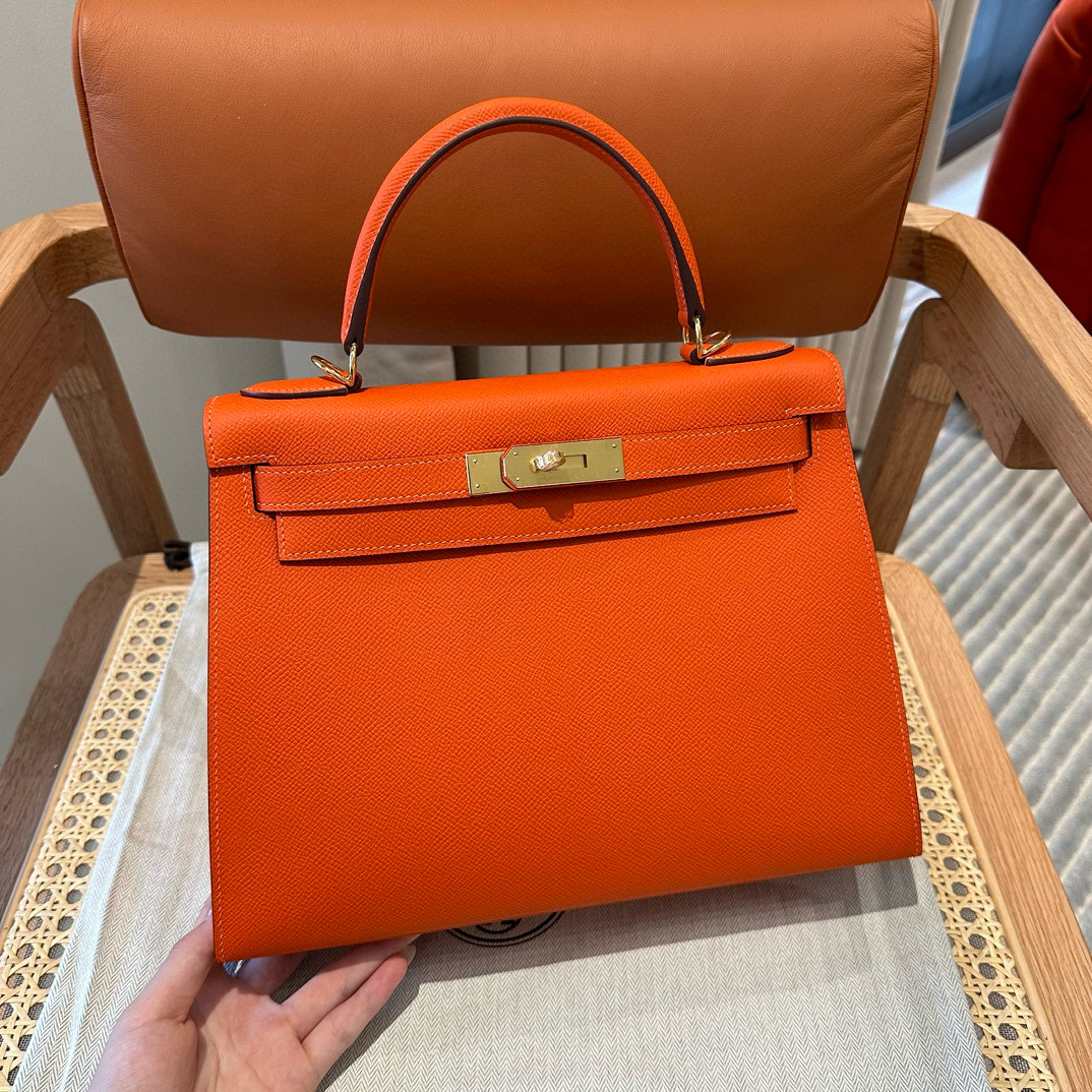 에르메스 Hermes Kelly 28cm Epsom 9J Feu Orange/gold