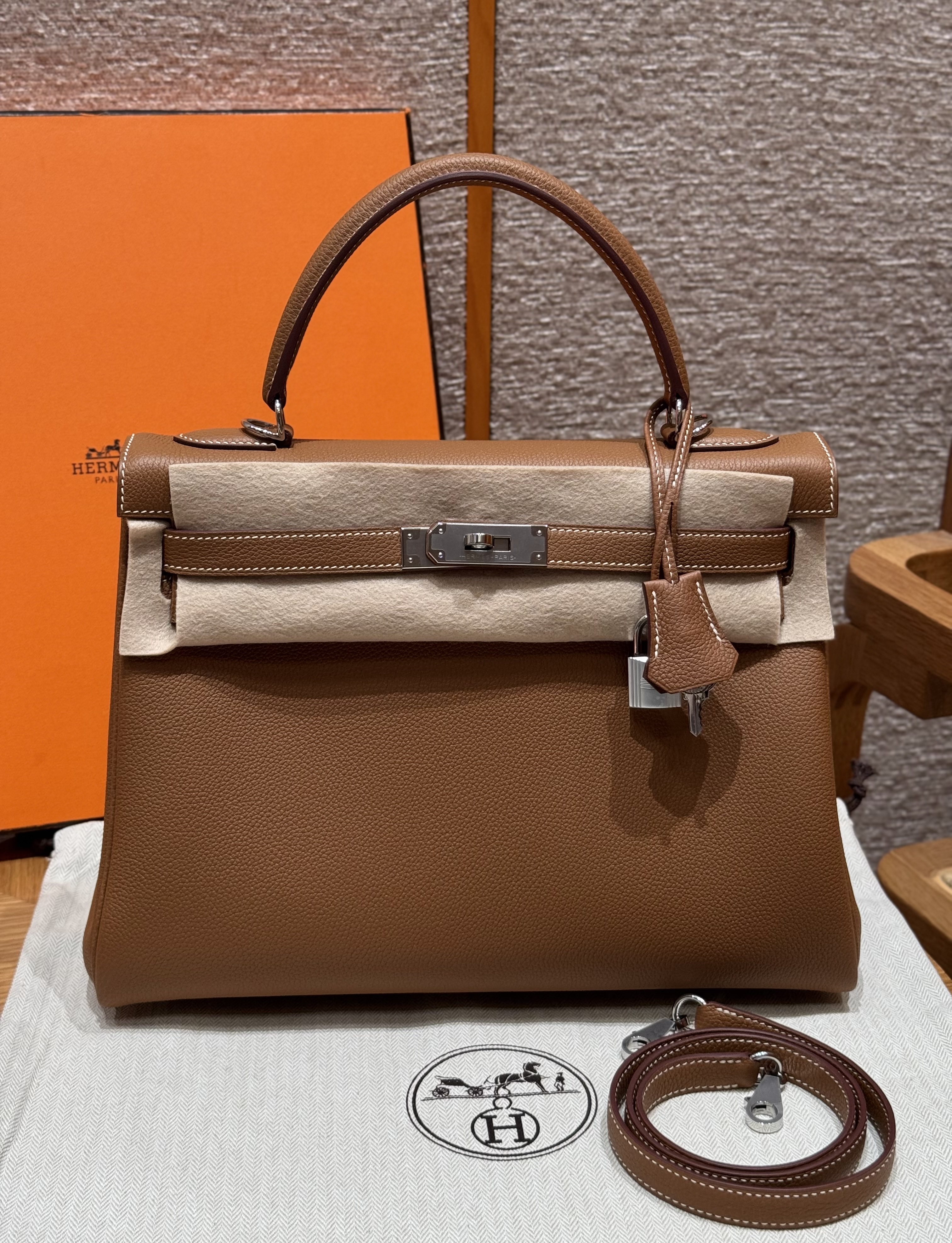 에르메스 Hermes Kelly 32cm Togo 37 Gold/silver