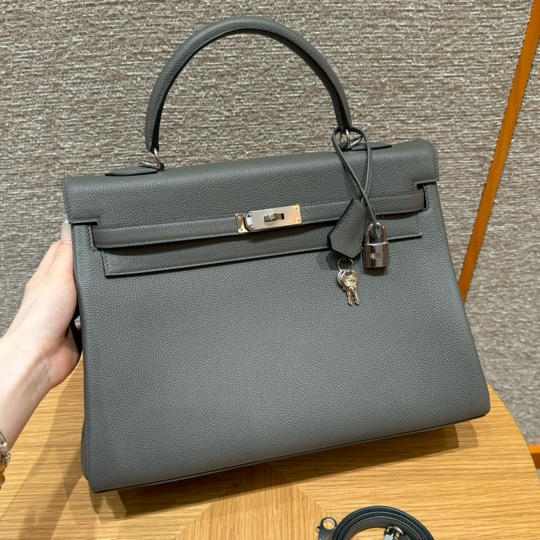 에르메스 Hermes Kelly 35cm Togo 0L Gris Mayer/silver