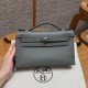에르메스 Hermes Kelly Pochette 22cm Swift 0L Girs Meyer/silver