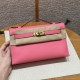 에르메스 Hermes Kelly Pochette 22cm Swift U5 Rose lipstick/gold