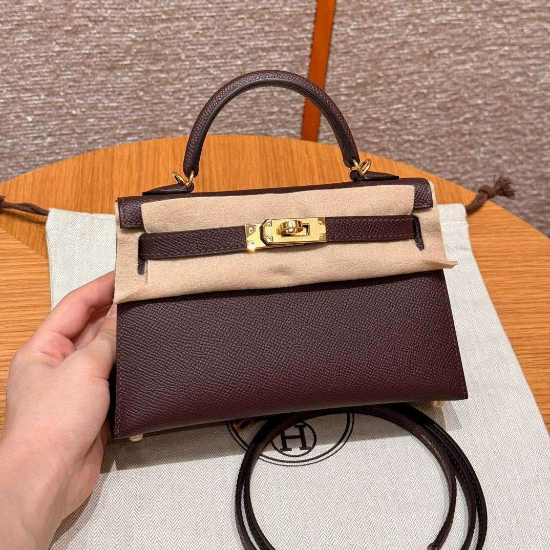 에르메스 Hermes Mini Kelly 19cm Epsom 0G Rouge seller/gold