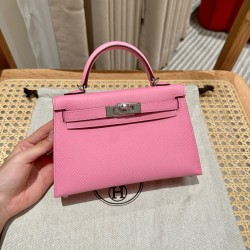 에르메스 Hermes Mini Kelly 19cm Epsom 5P Pink/silver