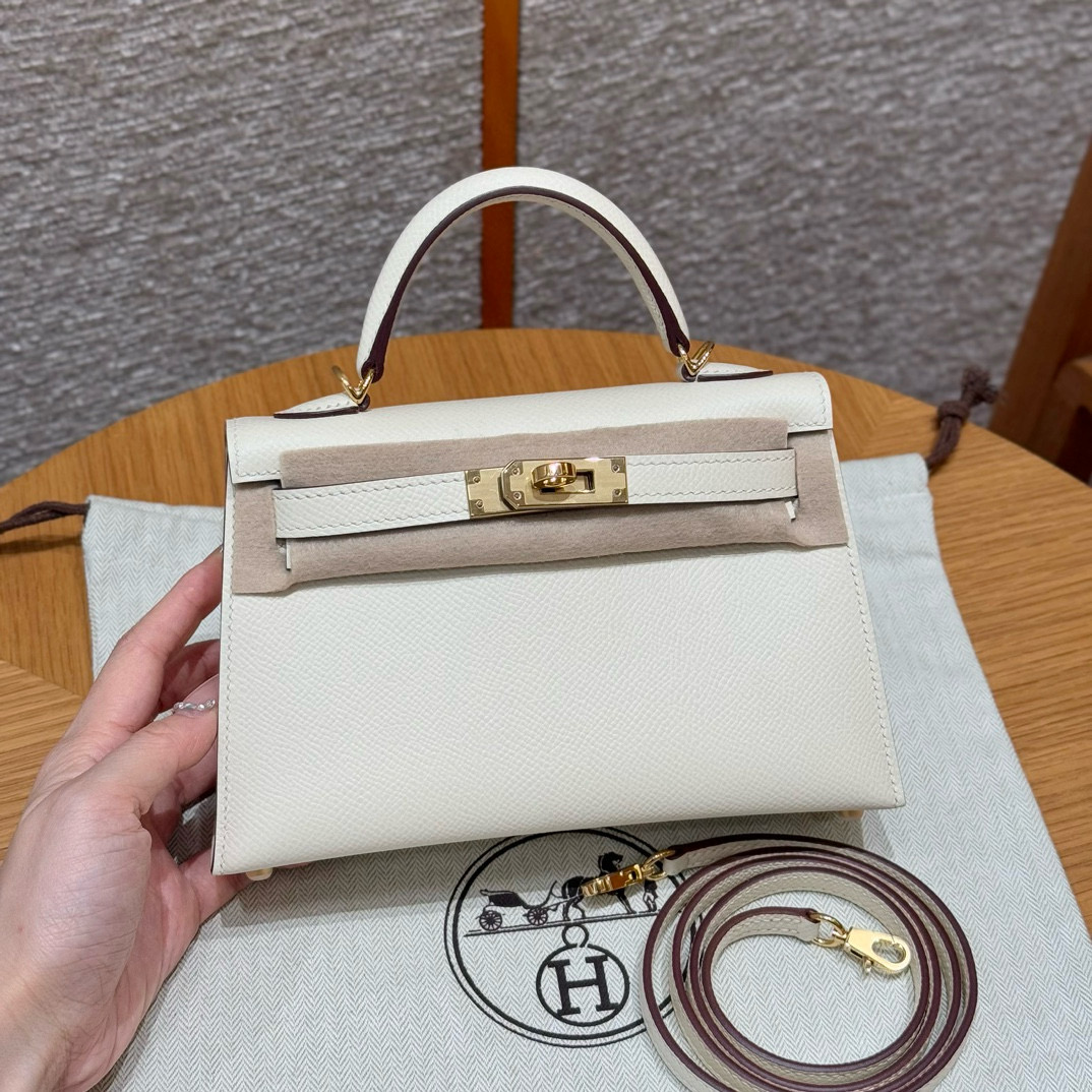 에르메스 Hermes Mini Kelly 19cm Epsom i2 Nata/gold