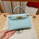 에르메스 Hermes Mini Kelly 19cm Epsom U2 Blue zephyz/gold