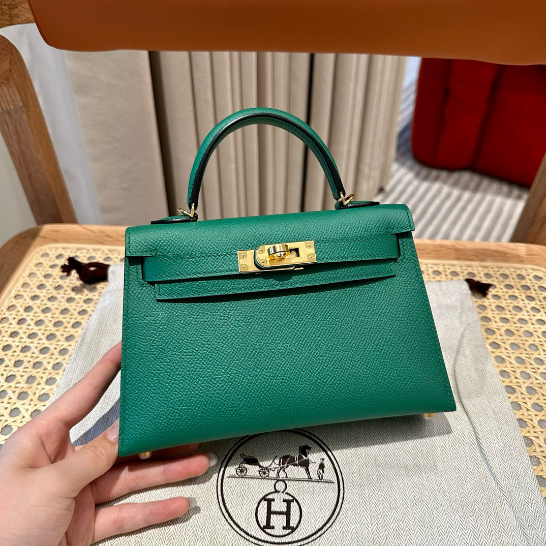 에르메스 Hermes Mini Kelly 19cm Epsom U4 Vert vertigo/gold