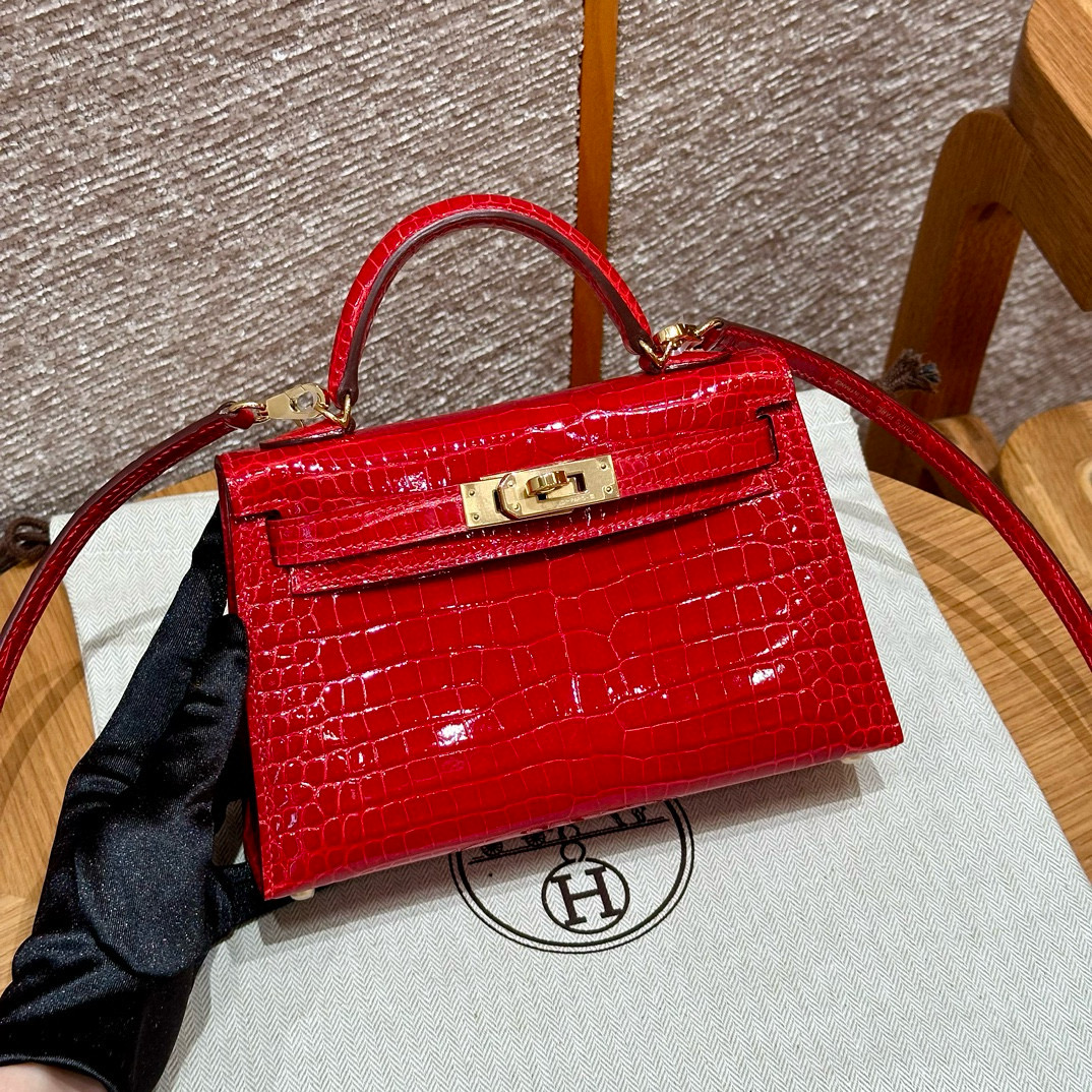 에르메스 Hermes Mini Kelly 19cm Pouosus 95 Braise/gold