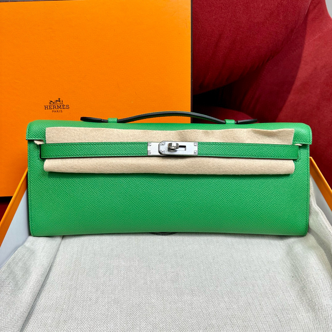 에르메스 Hermes Kelly cut 31cm Epsom 1K Bambou/silver