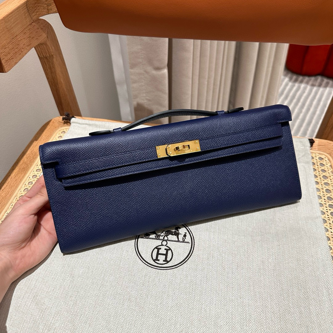 에르메스 Hermes Kelly cut 31cm Epsom 73 Blue saphir/gold