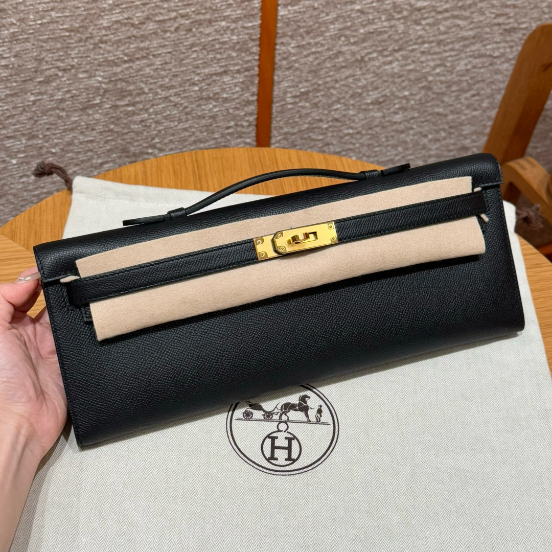에르메스 Hermes Kelly cut 31cm Epsom 89 noir/gold