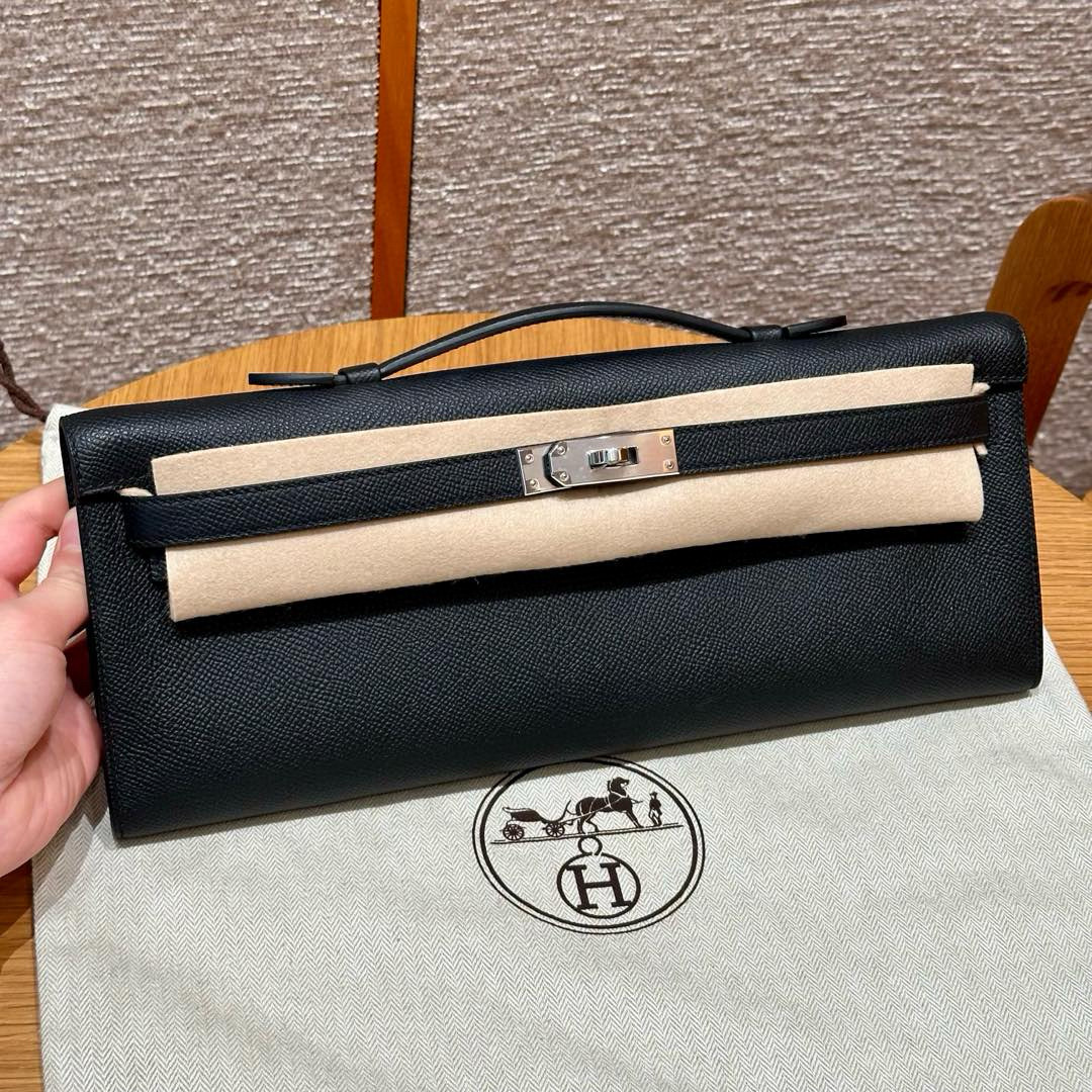 에르메스 Hermes Kelly cut 31cm Epsom 89 noir/silver
