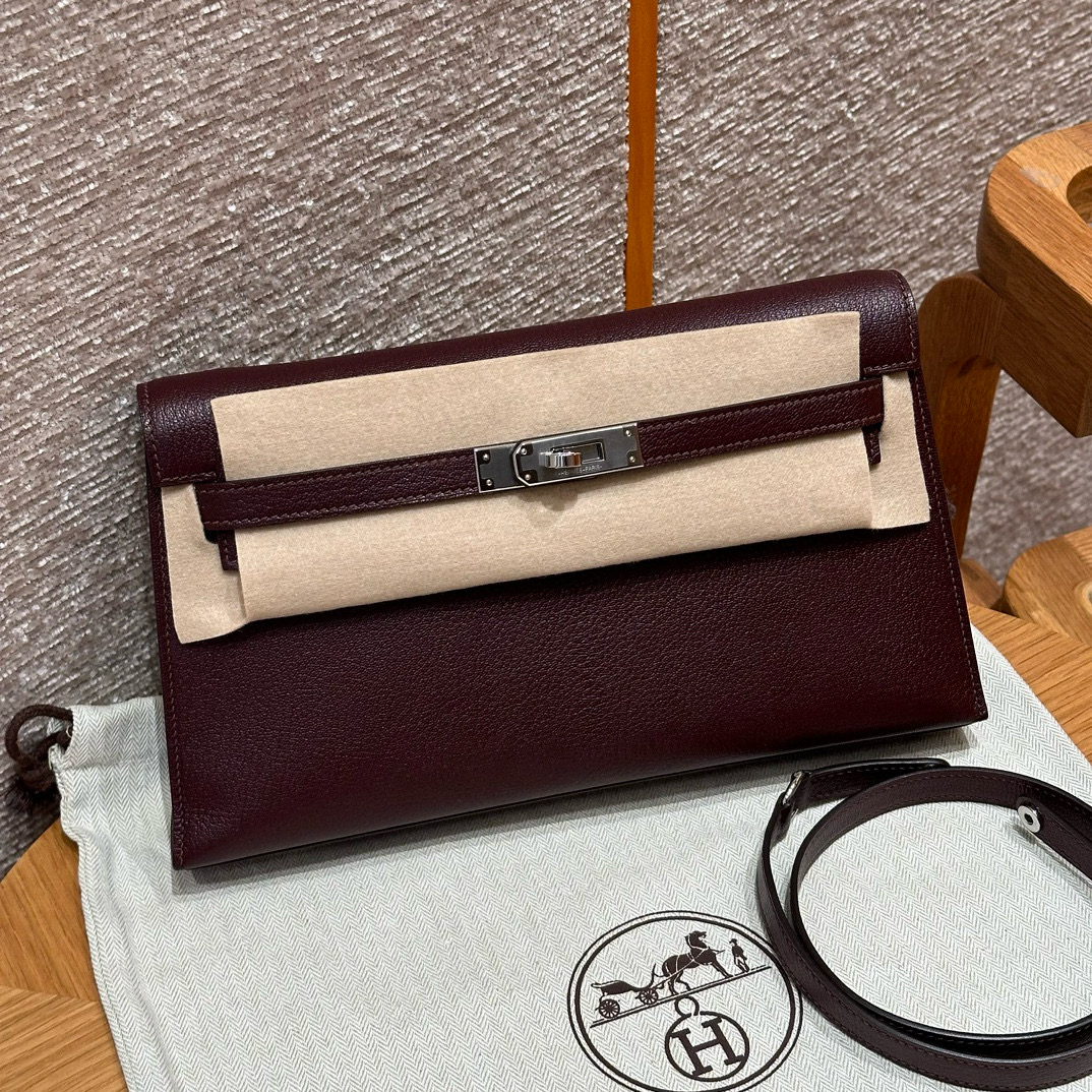 에르메스 Hermes Kelly elan 27cm Chèvre 0G Rouge seller/silver