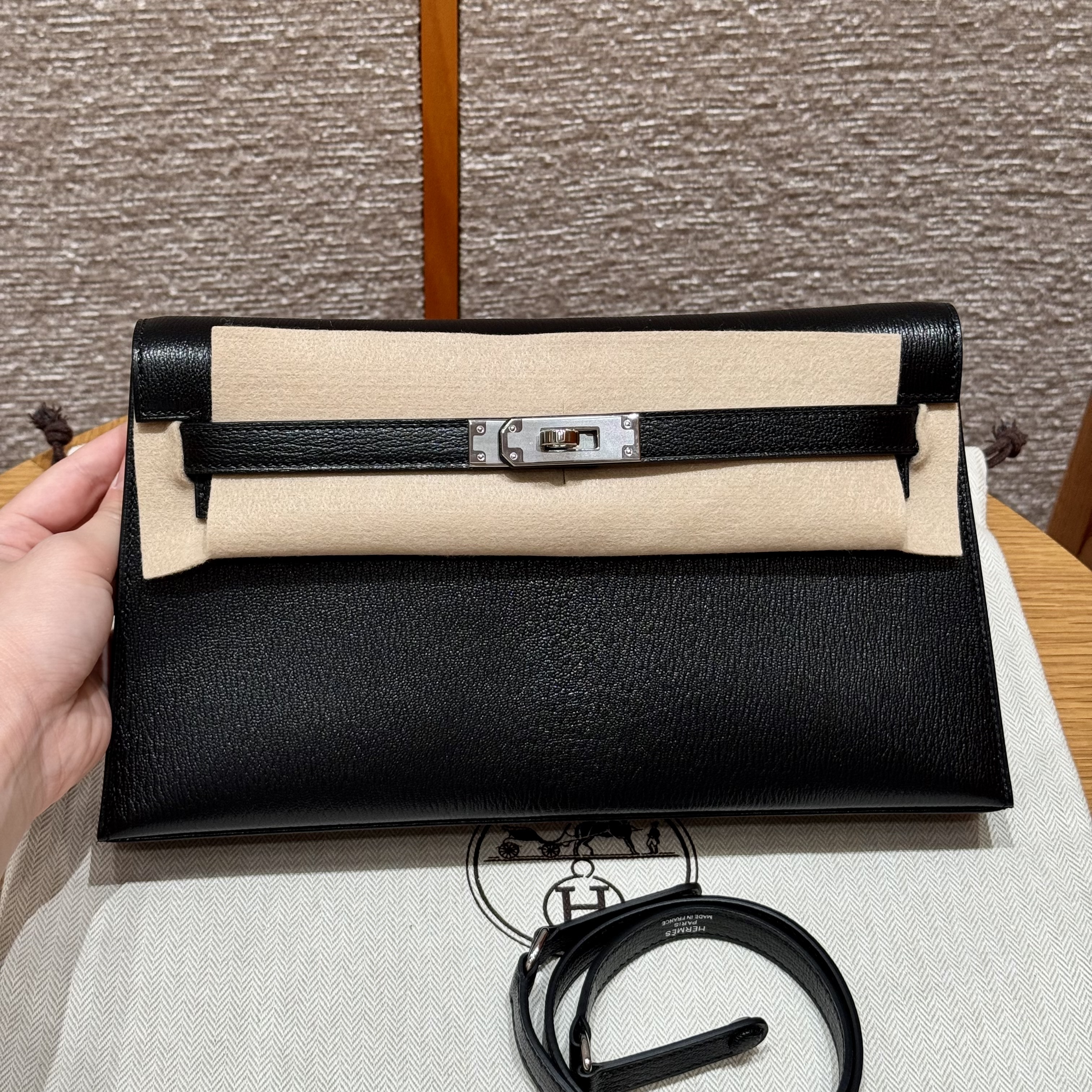 에르메스 Hermes Kelly elan 27cm Chèvre 89 noir/silver