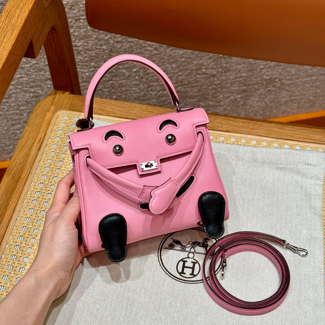 에르메스 Hermes Kelly Doll 16cm Swift 1Q Rose confetti/silver