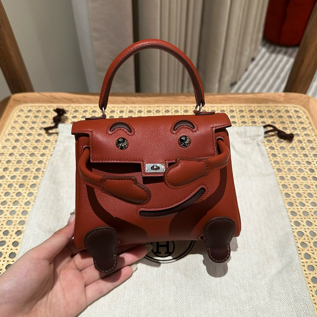 에르메스 Hermes Kelly Doll 19cm Swift 57 Bordeaux/silver