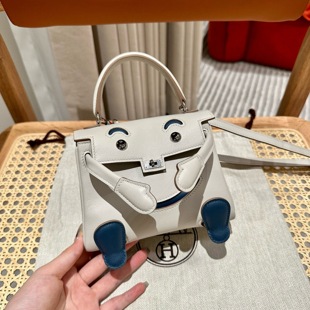 에르메스 Hermes Kelly Doll 19cm Swift 80 Pearl Gray/silver