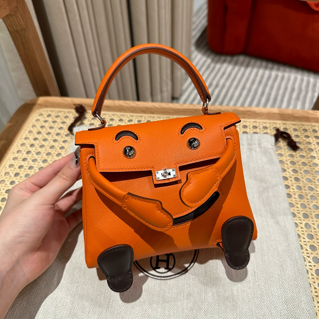 에르메스 Hermes Kelly Doll 19cm Swift 93 Orange/silver
