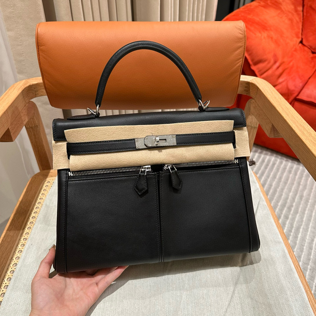 에르메스 Hermes Kelly Lakis 32cm Swift 89 Noir/silver